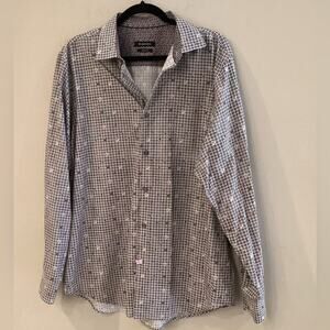 Bugatchi XL Classic Fit Button Down with Gray Checks and Hunting Theme. Preloved